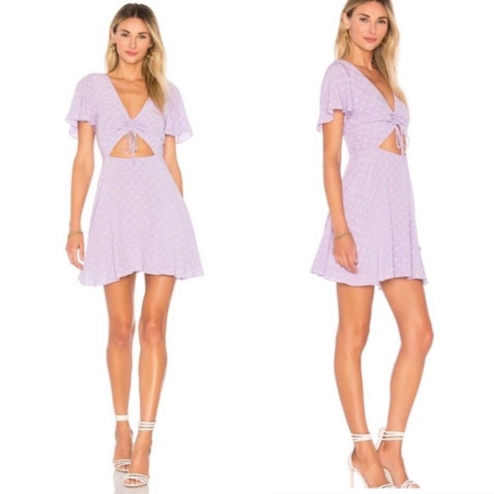 🎀 REVOLVE X privacy please xs cut out polka dot short sleeve mini dress